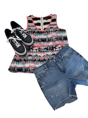 My Michelle Y2K Sleeveless Mixed‑Print Zip‑Back Tank Top – Size L